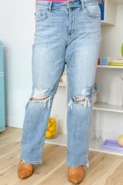 Rose High Rise 90's Straight Jeans in Light Wash by Judy Blue