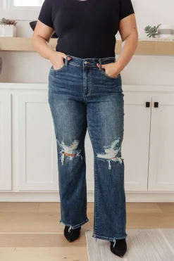 Rose High Rise 90's Straight Jeans in Dark Wash by Judy Blue