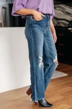Rose High Rise 90's Straight Jeans in Dark Wash by Judy Blue