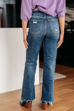 Rose High Rise 90's Straight Jeans in Dark Wash by Judy Blue