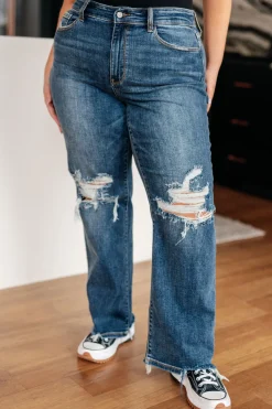 Rose High Rise 90's Straight Jeans in Dark Wash by Judy Blue