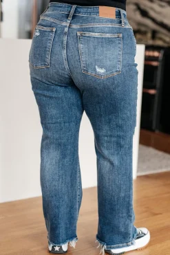 Rose High Rise 90's Straight Jeans in Dark Wash by Judy Blue