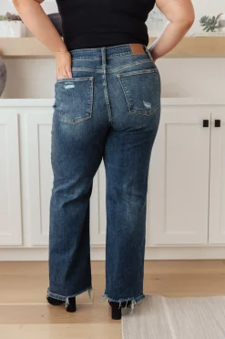 Rose High Rise 90's Straight Jeans in Dark Wash by Judy Blue
