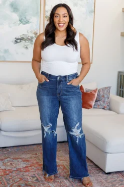 Rose High Rise 90's Straight Jeans in Dark Wash by Judy Blue