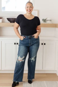 Rose High Rise 90's Straight Jeans in Dark Wash by Judy Blue