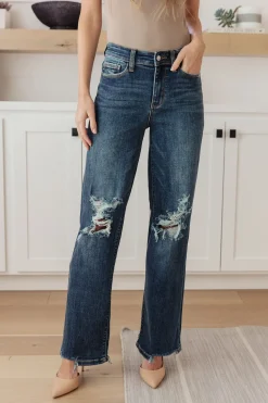 Rose High Rise 90's Straight Jeans in Dark Wash by Judy Blue