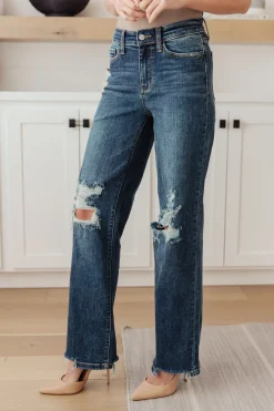 Rose High Rise 90's Straight Jeans in Dark Wash by Judy Blue