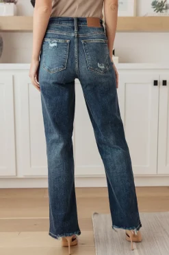 Rose High Rise 90's Straight Jeans in Dark Wash by Judy Blue