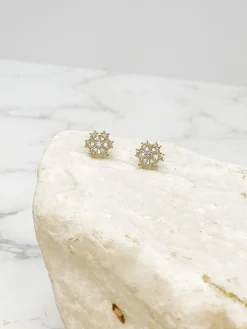 Round Baguette Stud Earrings