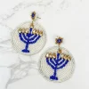 Round Menorah Beaded Dangle Earrings