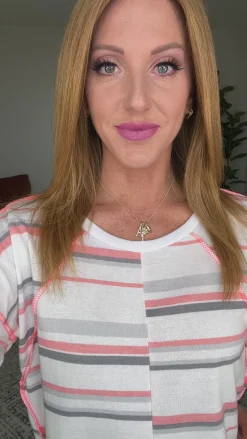 Round Neck Drop Shoulder Striped Top