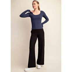 Round Neck Long Sleeve Tee by Rae Mode - Navy