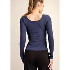 Round Neck Long Sleeve Tee by Rae Mode - Navy