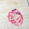 Rubber Disc Evil Eye Beaded Stretch Bracelet Stack - Hot Pink