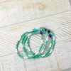 Rubber Disc Evil Eye Beaded Stretch Bracelet Stack - Mint