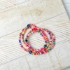 Rubber Disc Evil Eye Beaded Stretch Bracelet Stack - Multi