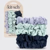 Ruched Satin Scrunchies 5 Piece Set - Garden Bouquet