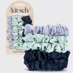 Ruched Satin Scrunchies 5 Piece Set - Garden Bouquet