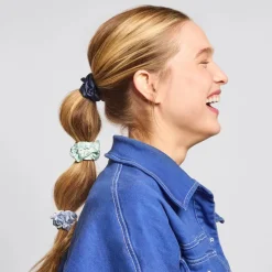 Ruched Satin Scrunchies 5 Piece Set - Garden Bouquet