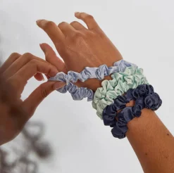 Ruched Satin Scrunchies 5 Piece Set - Garden Bouquet