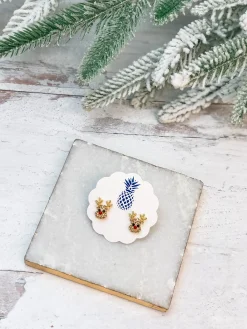 Rudolph Reindeer Glitzy Stud Earrings - Choice of Color