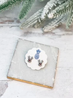 Rudolph Reindeer Glitzy Stud Earrings - Choice of Color