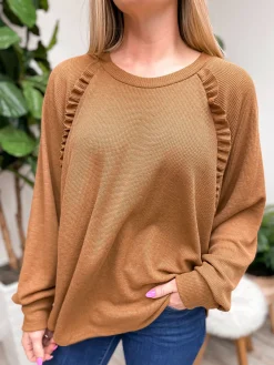 Ruffle-Detail Long Sleeve Top by Sew In Love