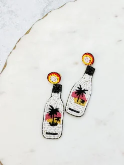 Rum Bottle Beaded Dangle Earrings