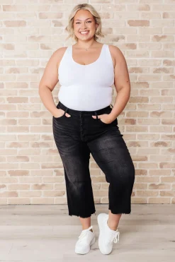 Ryan High Rise Button Fly Wide Leg Crop Jeans by Judy Blue