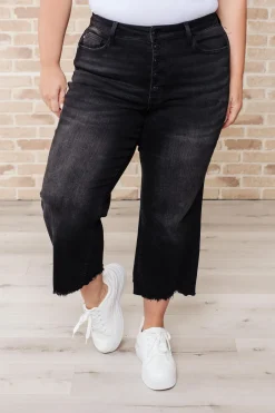 Ryan High Rise Button Fly Wide Leg Crop Jeans by Judy Blue
