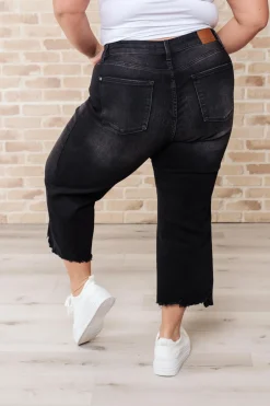 Ryan High Rise Button Fly Wide Leg Crop Jeans by Judy Blue