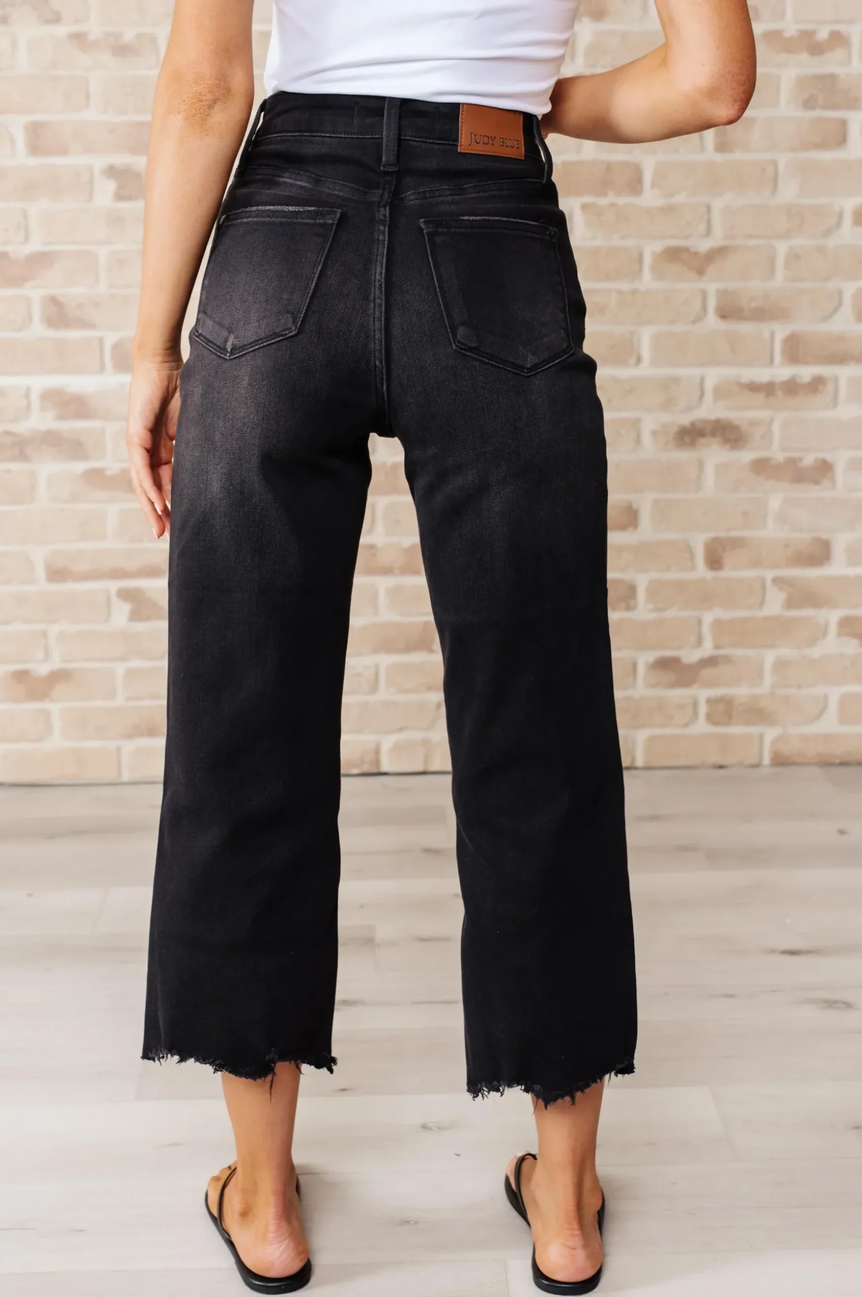 Ryan High Rise Button Fly Wide Leg Crop Jeans by Judy Blue