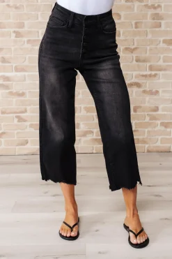 Ryan High Rise Button Fly Wide Leg Crop Jeans by Judy Blue