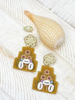 Sand Castle Beaded Dangle Earrings