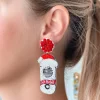 Santa Spiked Seltzer Beaded Dangle Earrings