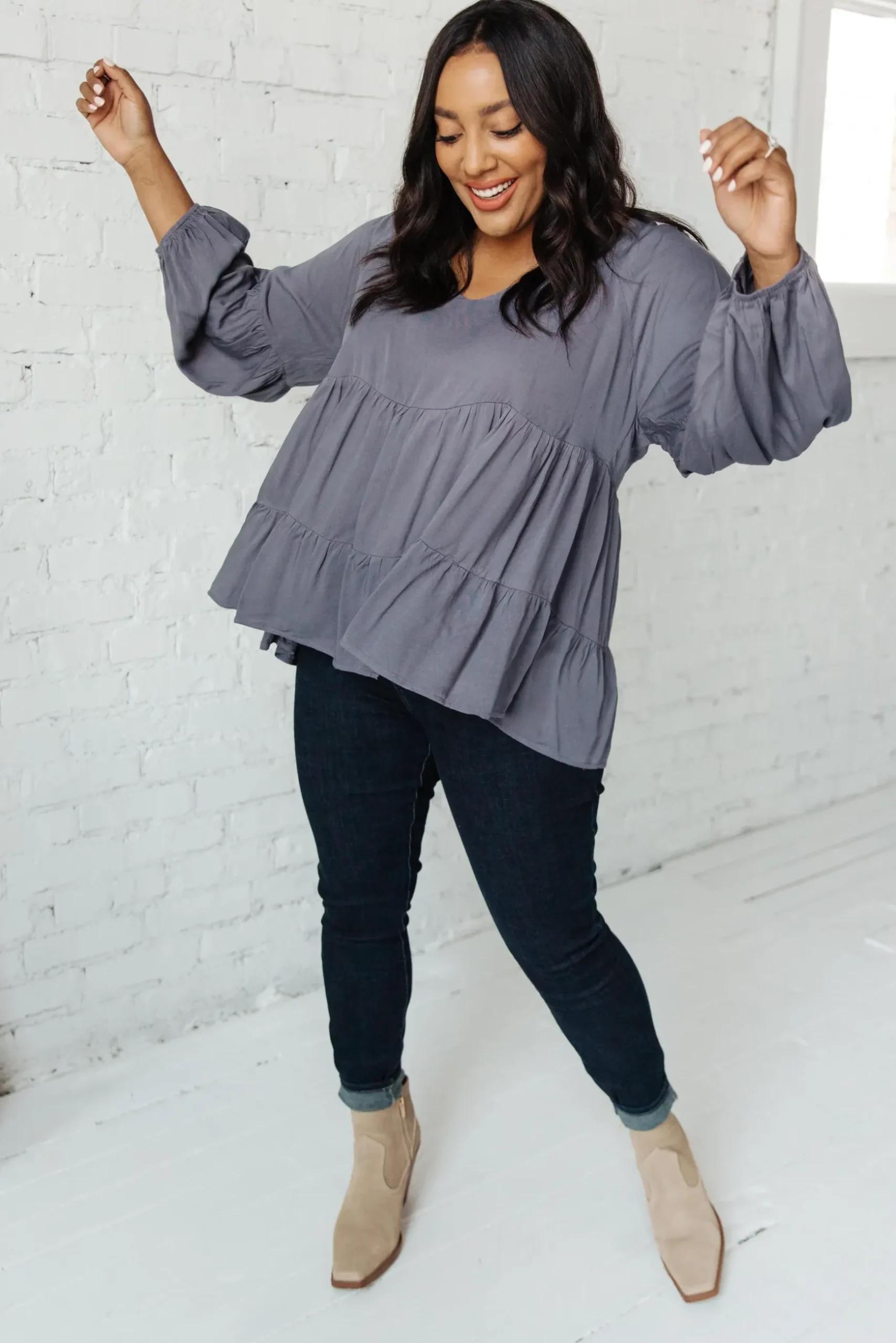 Sassy Swing Top in Charcoal