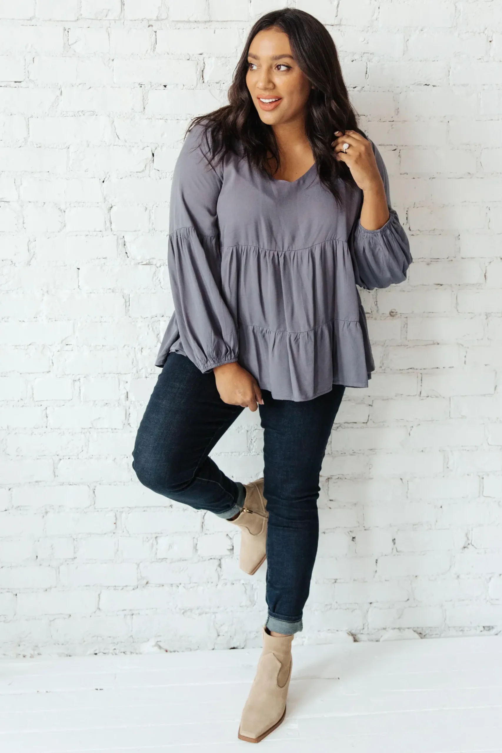 Sassy Swing Top in Charcoal