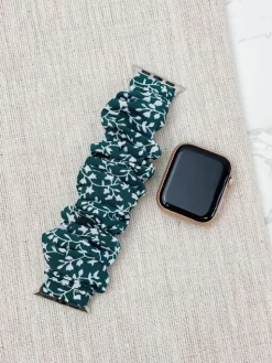 Scrunchie Smart Watch Band - Green Floral