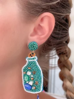 Seashell Bottle Beaded Dangle Earrings