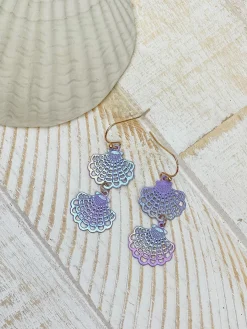 Seashell Duo Dangle Earrings - Lavender