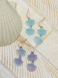 Seashell Duo Dangle Earrings - Lavender