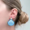Seashell Wood Dangle Earrings