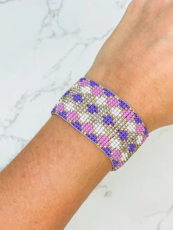 Seed Bead Stretch Bracelet - Purple