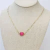 Semi Precious Square Stone Necklace - Guava