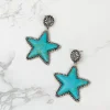 Semi Precious Star Statement Earrings - Turquoise