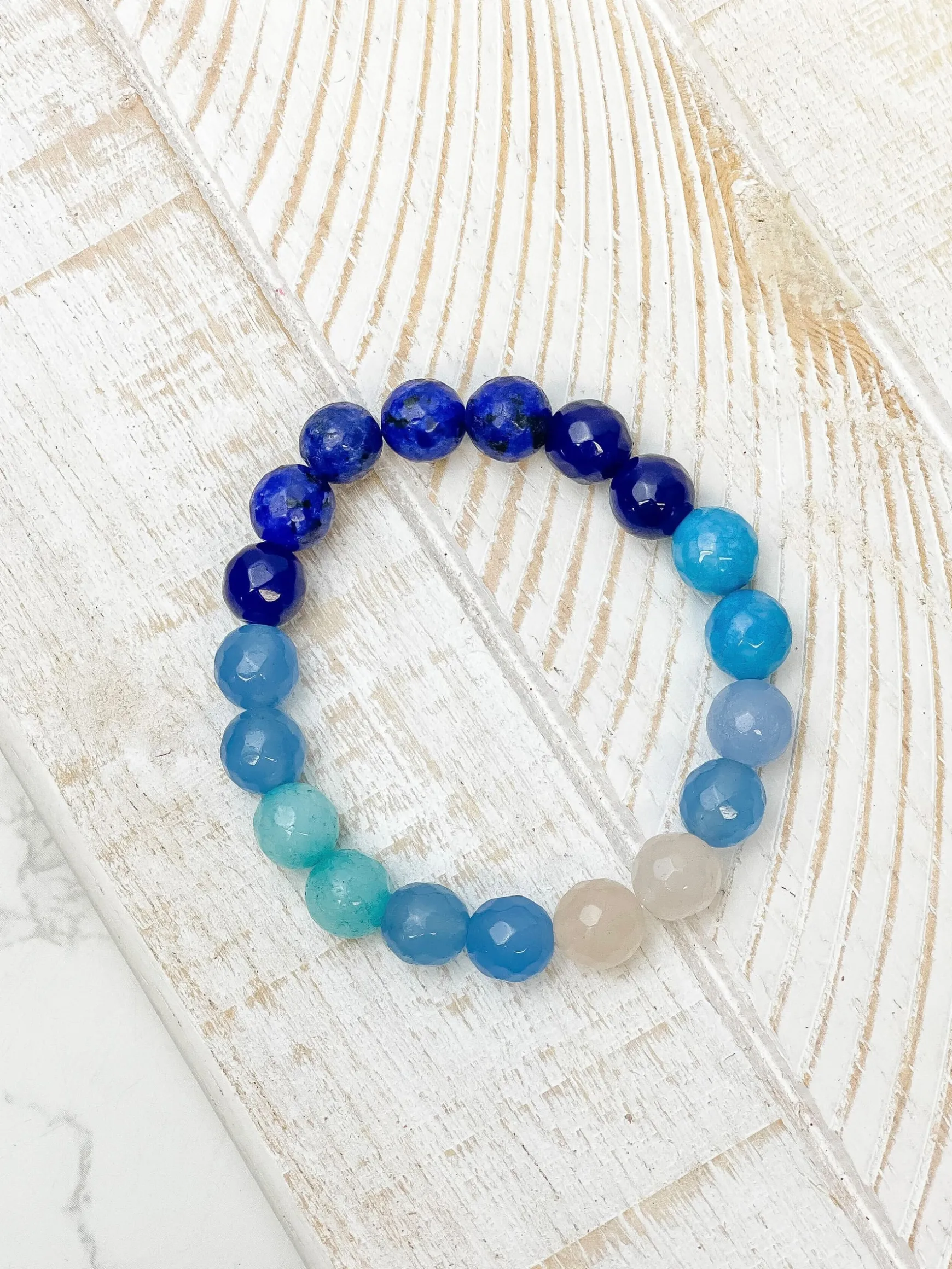Semi Precious Stretch Beaded Bracelet - Blue