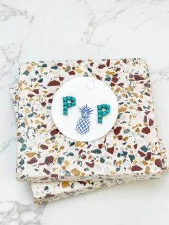 Semi-Precious Turquoise Initial Post Earrings