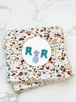 Semi-Precious Turquoise Initial Post Earrings