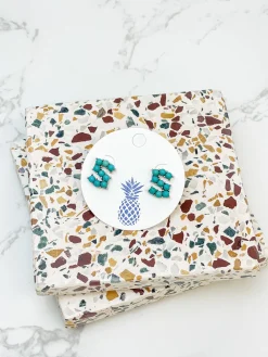 Semi-Precious Turquoise Initial Post Earrings