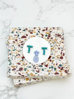 Semi-Precious Turquoise Initial Post Earrings